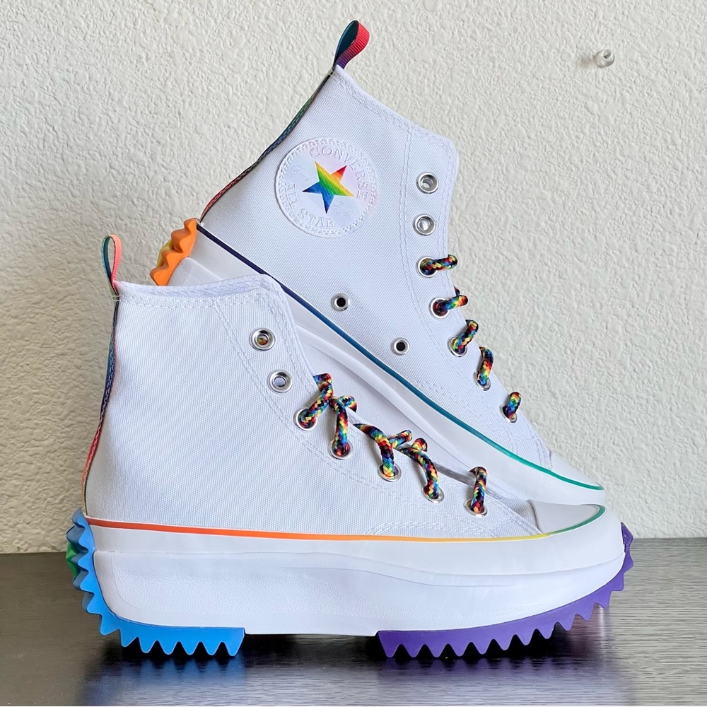 Converse Run Star Hike Hi Platform PRIDE Rainbow Sneakers